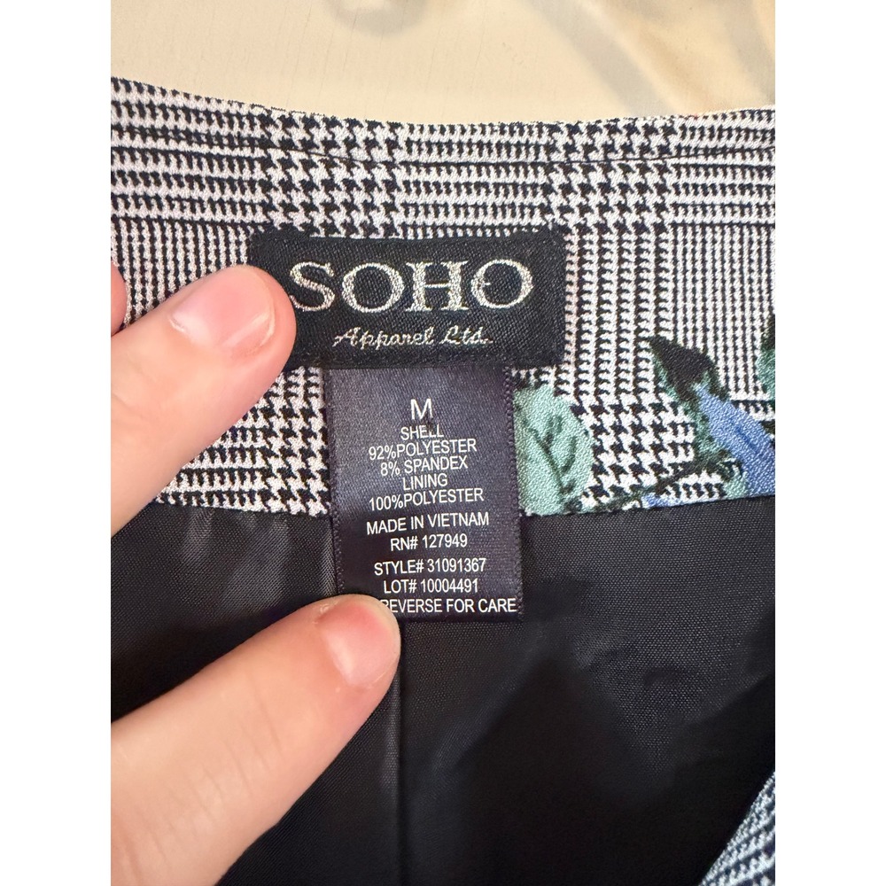 SOHO Apparel Ltd Womens Blazer Jacket Size M Plaid Floral Open Front Long Sleeve - Picture 3 of 7